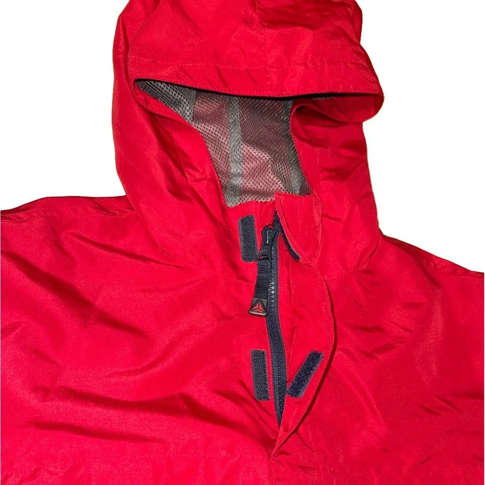 Old Navy Kids Size Large (10/12) Red Navy Blue Colorblock Hooded Windbreaker